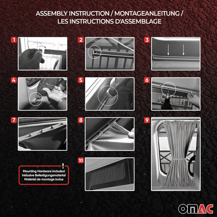 Side Window Curtain for RAM ProMaster 2014-2024 L1 L2 SWB Double Sliding Beige
