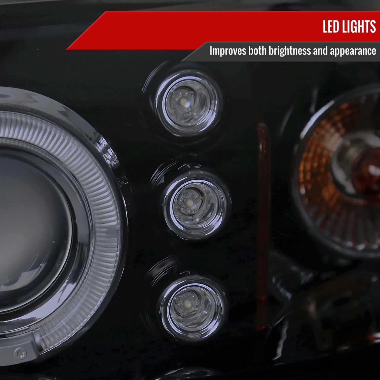 2000-2005 Chevy Impala Dual Halo Projector Headlights Glossy Black/Smoke Lens