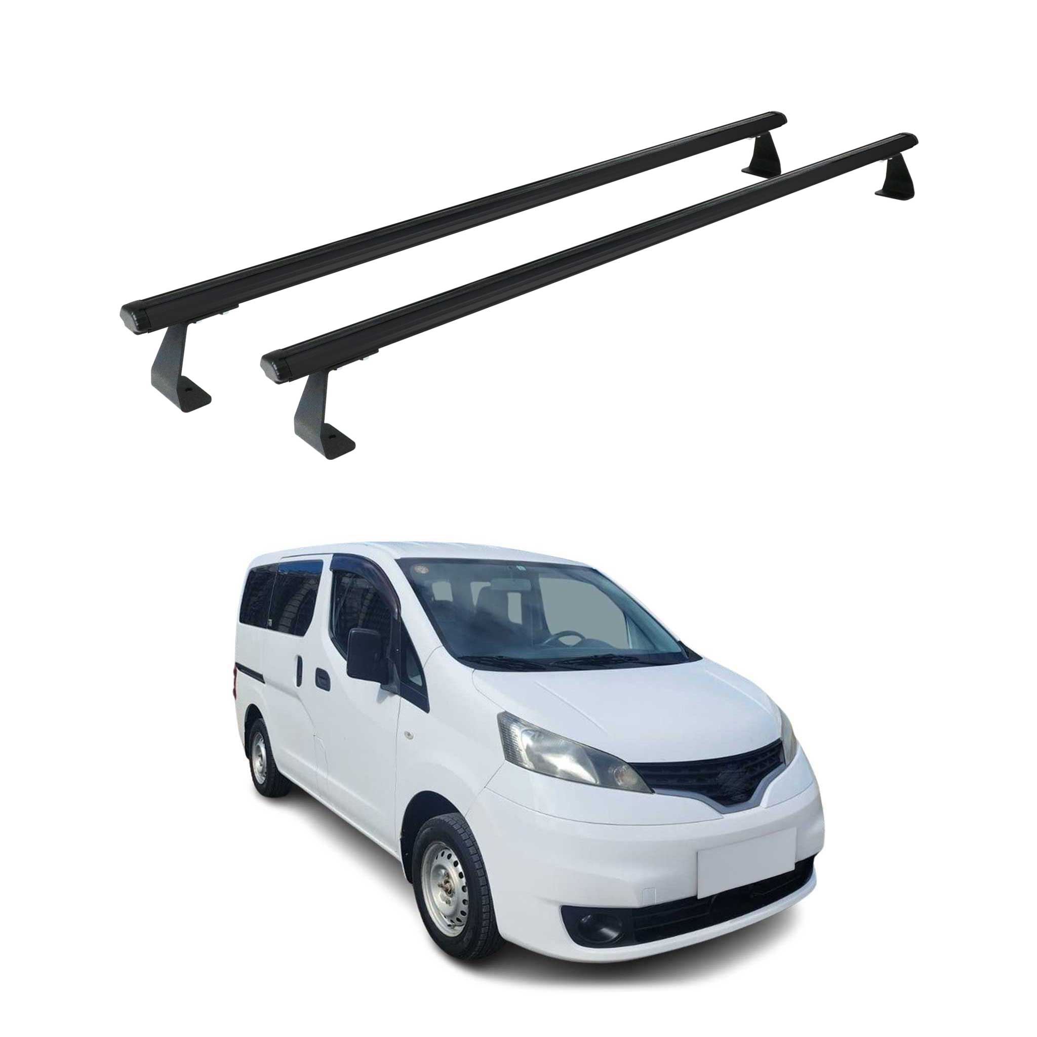 2013-2021 Nissan NV200 Roof Rack Cross Bars Luggage Carrier Aluminium Black 2 Pcs