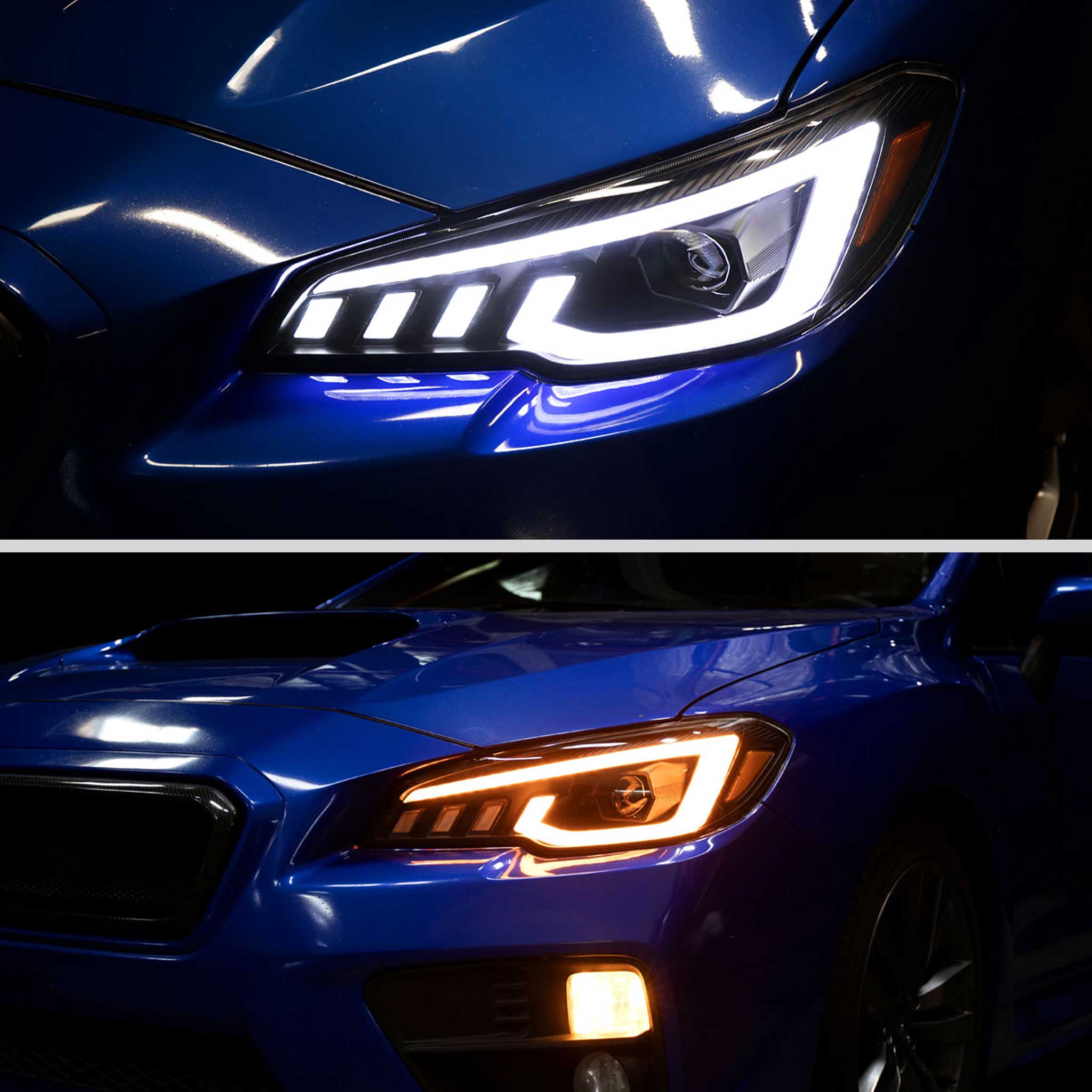 For Subaru Impreza WRX STI 2015-2021 Projector Headlights Sequential LED Switchback DRL Black Housing Clear Lens