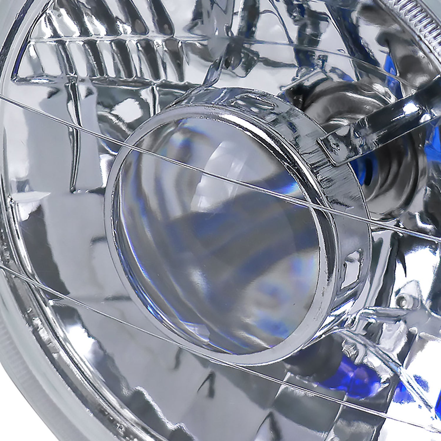 Universal 7" Round H4 Projector Headlights Chrome Housing/Clear Lens