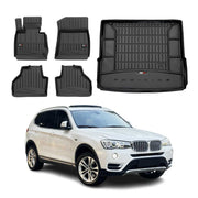 2011-2017 BMW X3 F25 Premium Floor Mats & Cargo Liner Full Set All Weather Heavy Duty Black