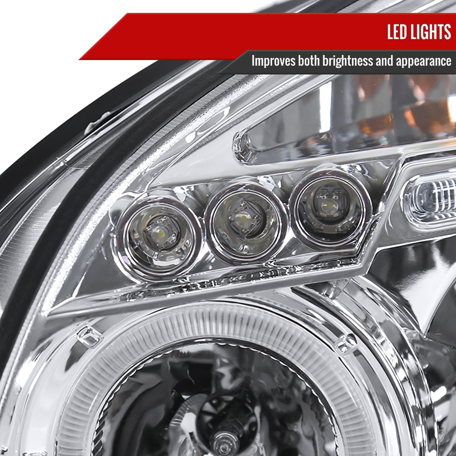 2005-2009 Hyundai Tucson Single Halo Projector Headlights Chrome/Clear Lens