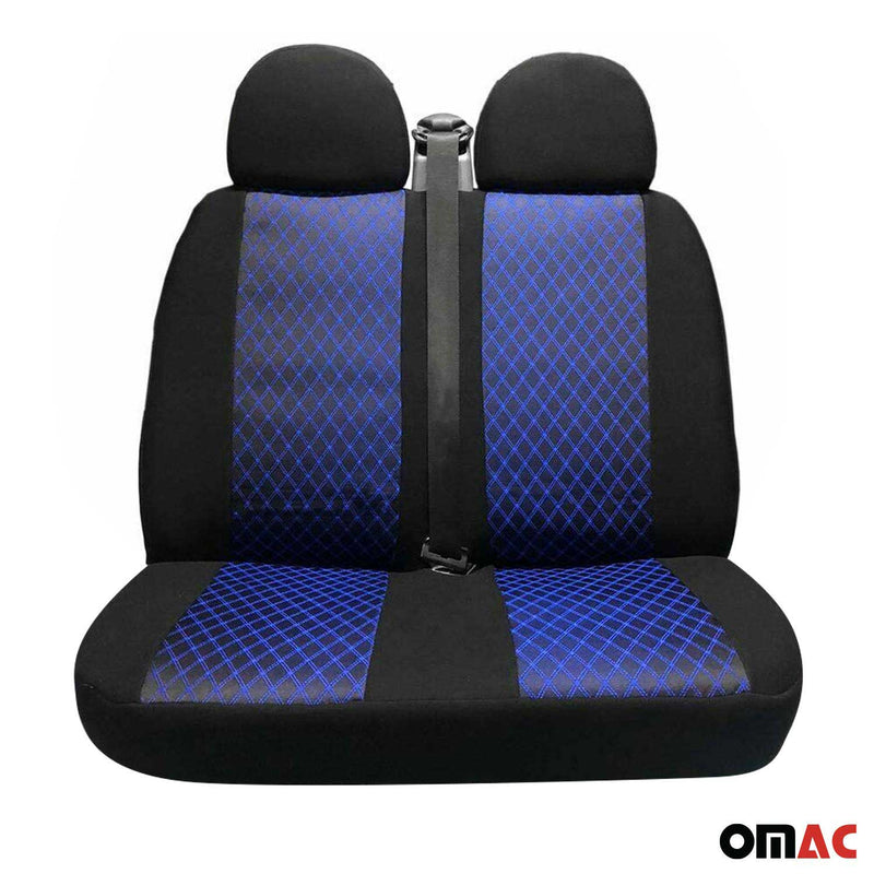 2+1 Set Front Car Pickup Van Seat Cover Protection Fabric Black with Blue