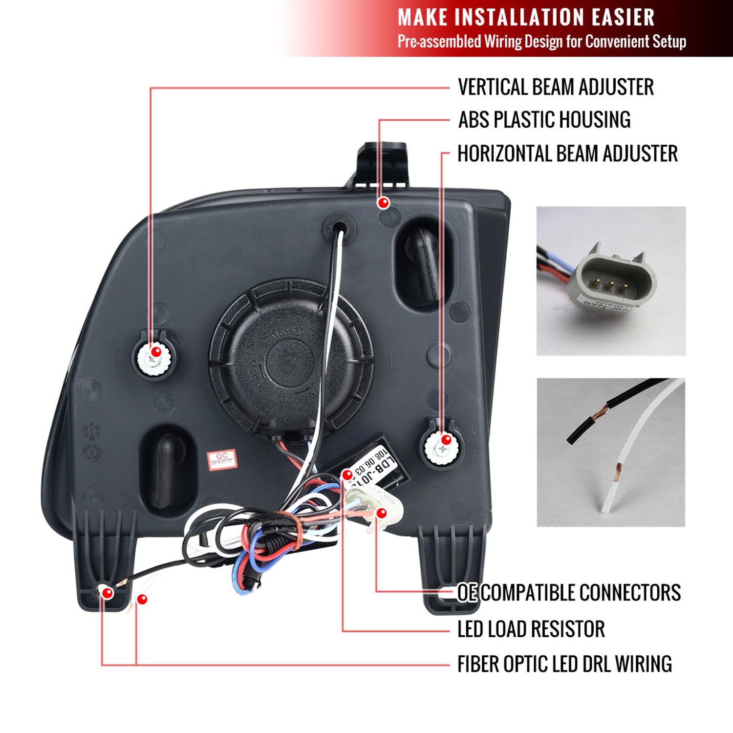 2005-2009 Ford Mustang LED Bar Projector Headlights Chrome/Smoke Lens
