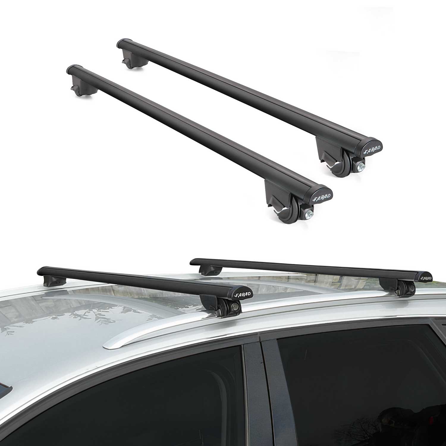 43.3" Roof Rack Cross Bars Luggage Carrier Black Aluminum