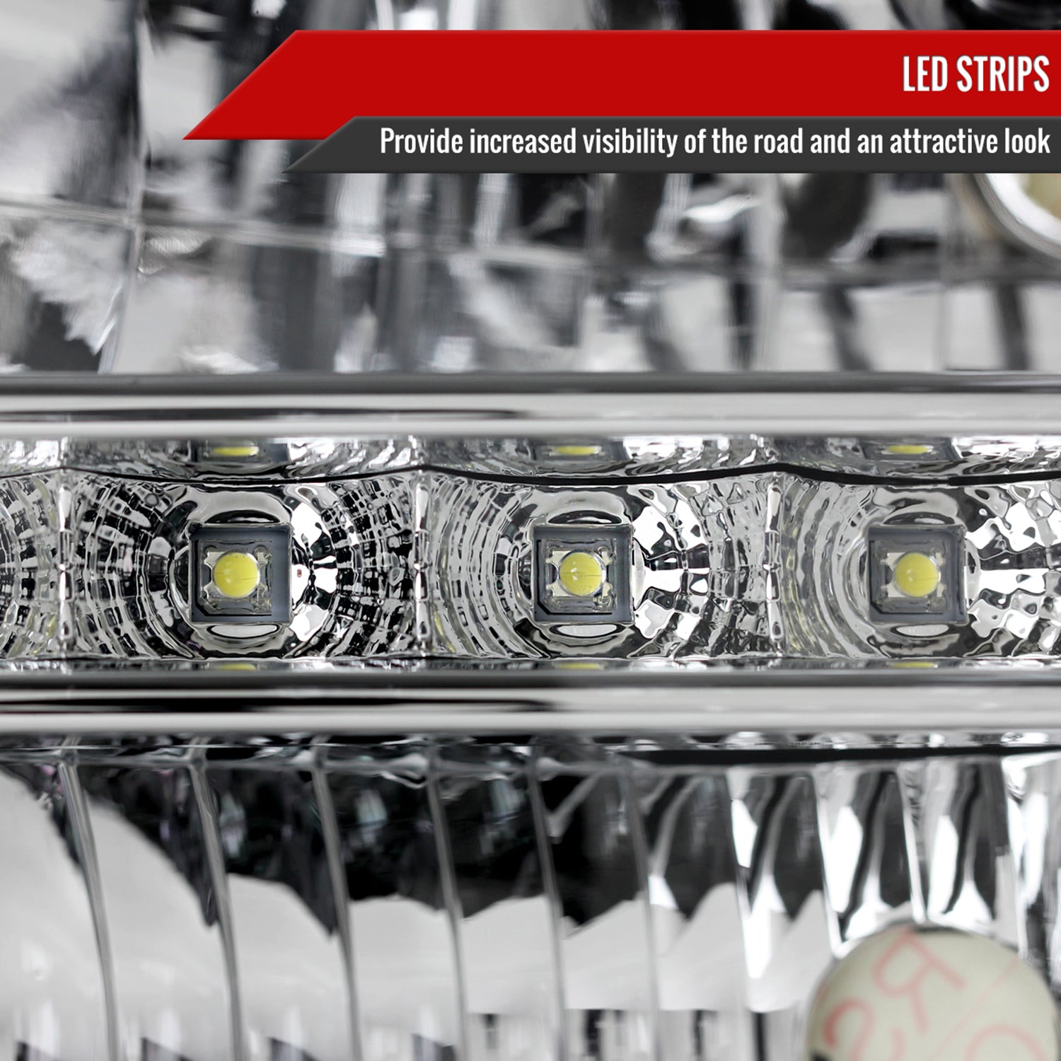 1999-2004 Ford F-250/350/450/550/Excursion Crystal Headlights LED Light Chrome