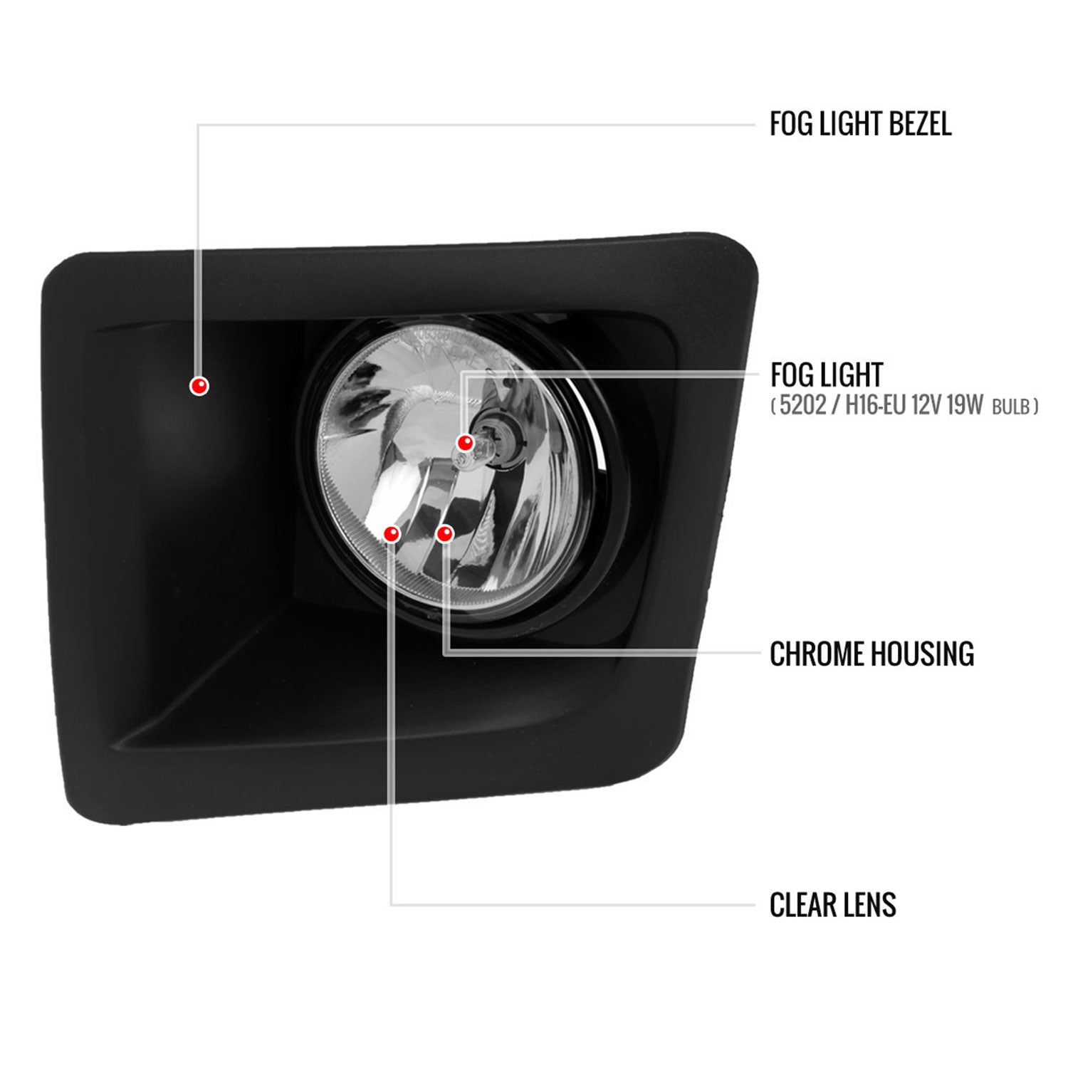 2014-2015 GMC Sierra 1500 H3 Fog Lights Chrome Housing/Clear Lens