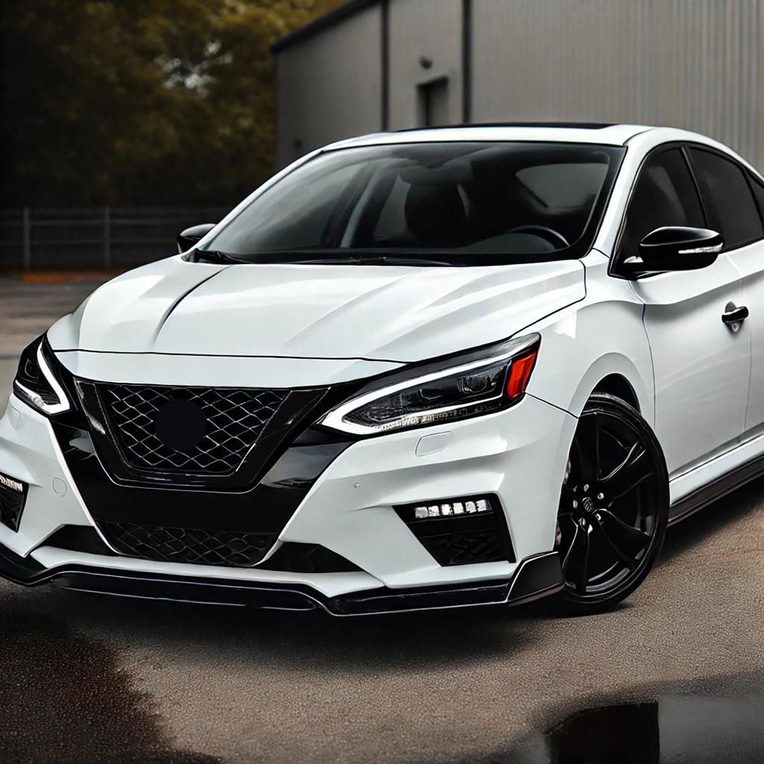 2016-2019 Nissan Sentra Grille Overlay Gloss Black 1Pcs ABS Plastic