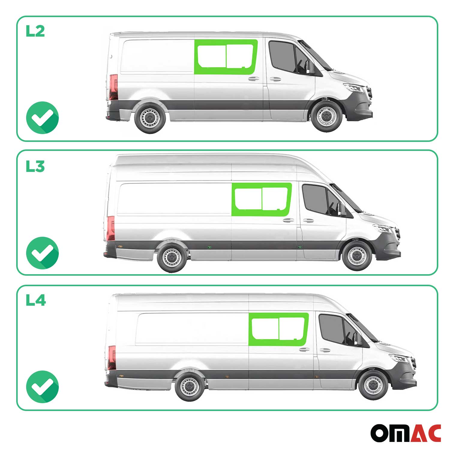2006-2018 Mercedes Sprinter W906 Window Glass Fit Kit Right Sliding Door L2 L3 L4