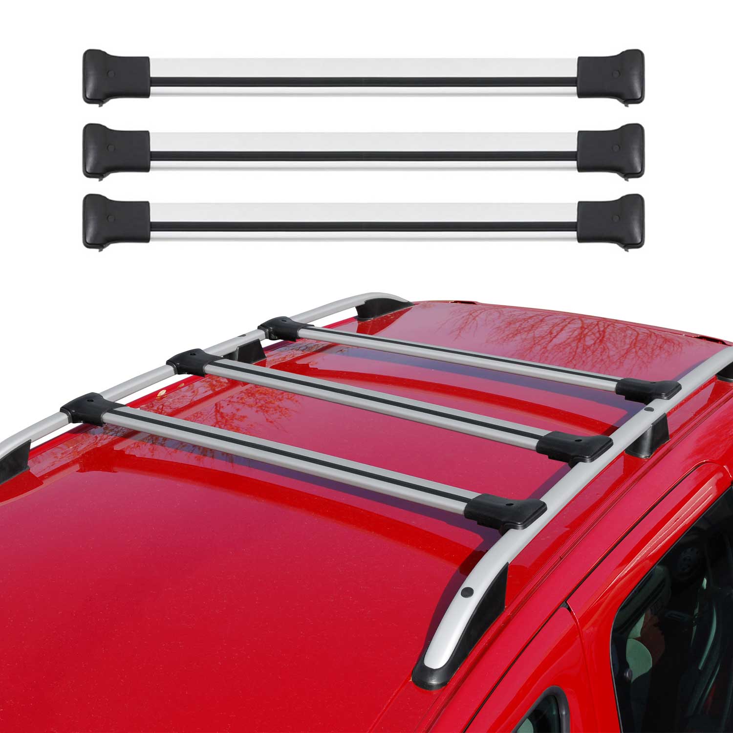 2010-2015 VW T5 Transporter Roof Rack Cross Bars 3Pcs Silver