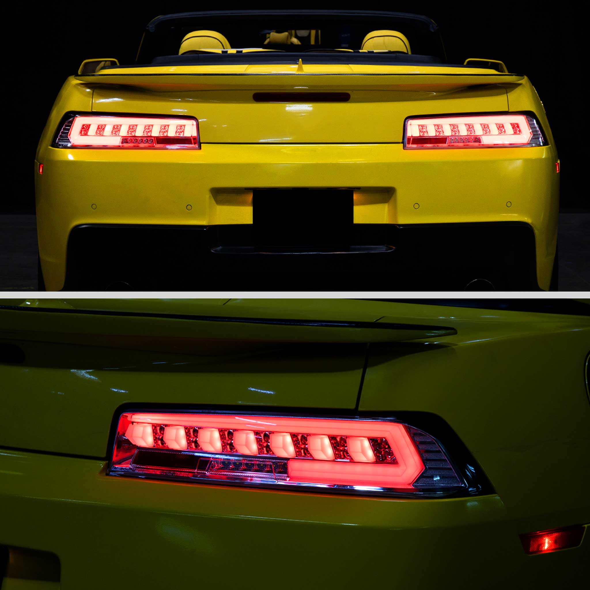 For Chevrolet Camaro 2014-2015 Full Red LED Sequential Tail Light Chrome Housing Clear Lens