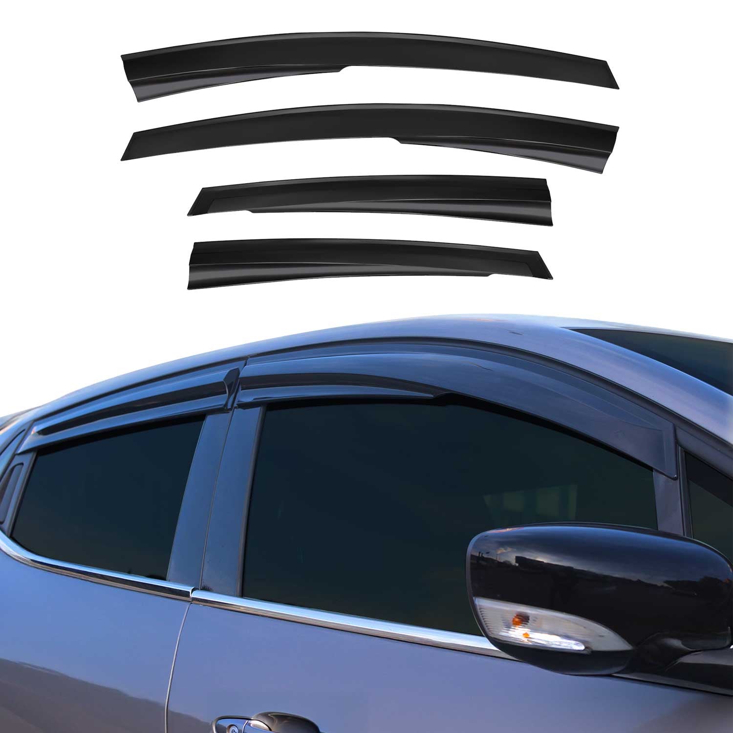 2011-2019 Ford Fiesta Hatchback Window Visor Vent Rain Deflector 4Pcs Smoke