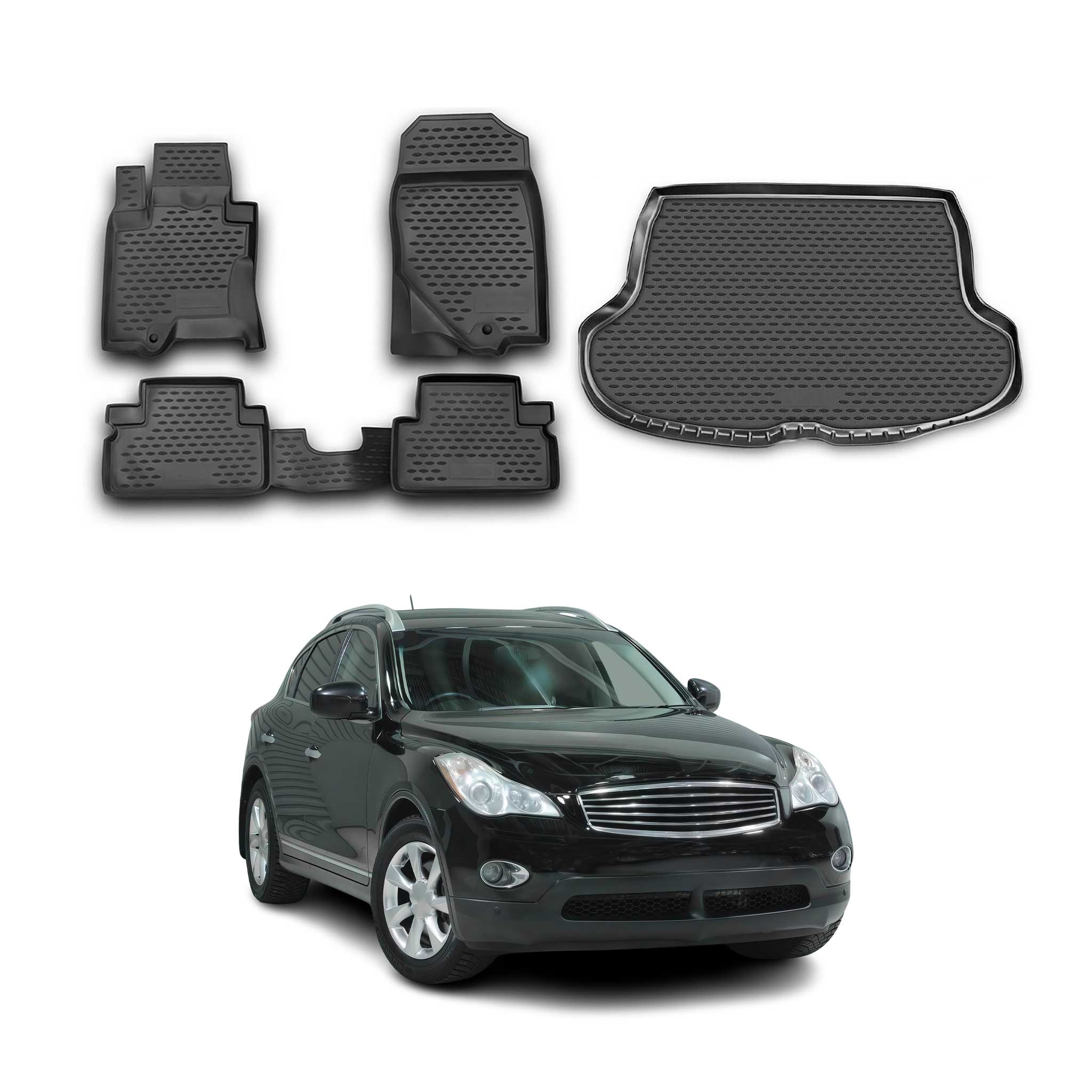 2008-2013 Infiniti EX35 EX37 Floor Mats & Cargo Liner Full Set All Weather Black