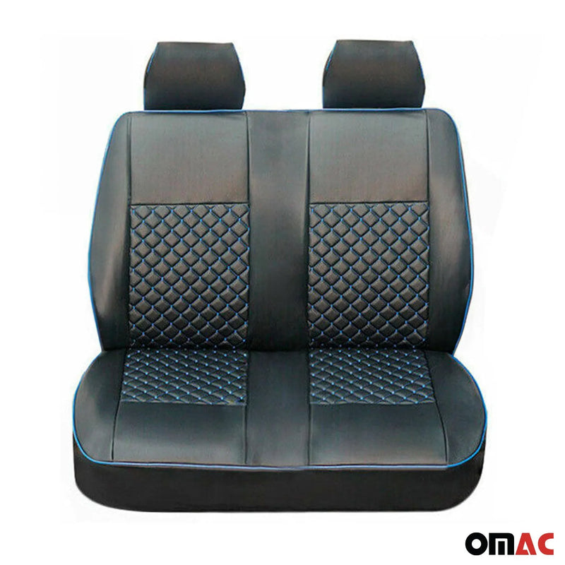 1993-2003 VW Eurovan Leather Car Seat Covers Protector Black Blue 2+1