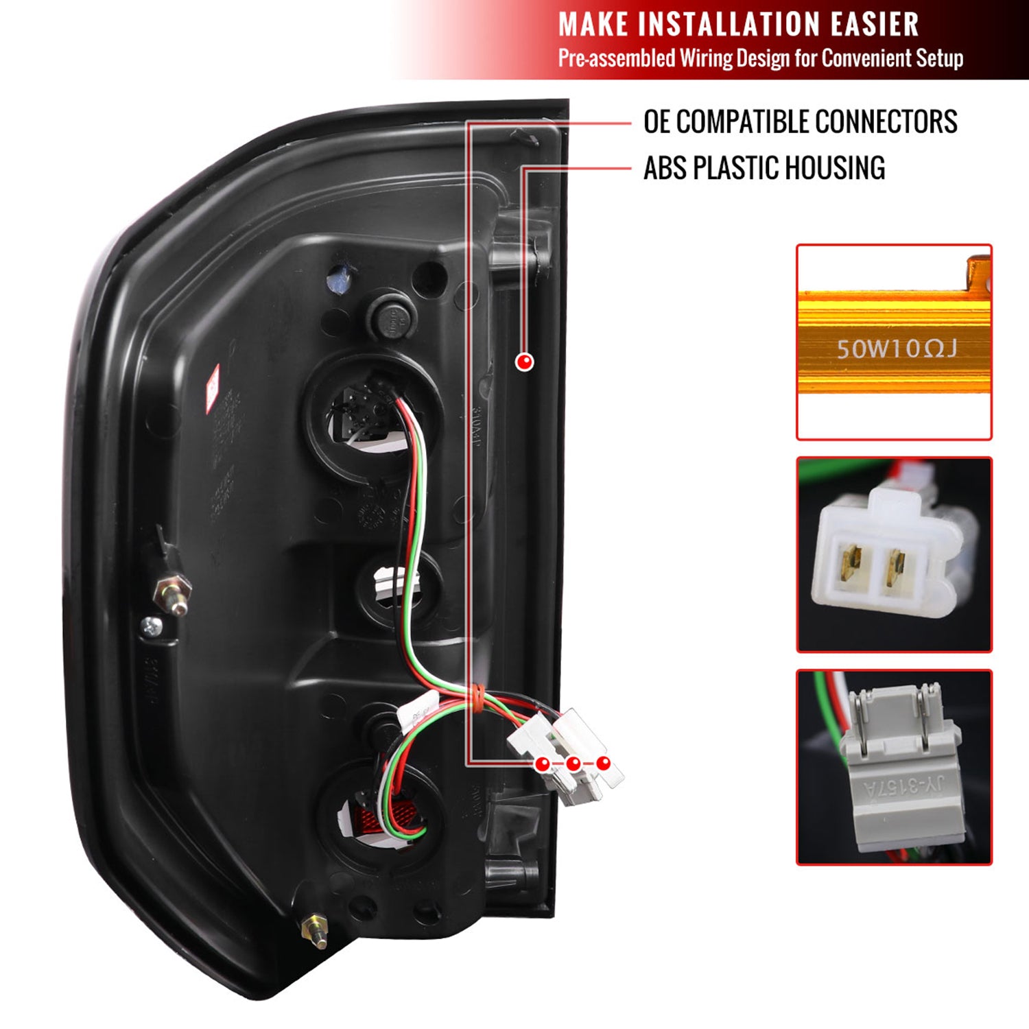 2009-2014 Ford F-150 Red C-Bar LED Tail Lights Jet Black Housing/Clear Lens