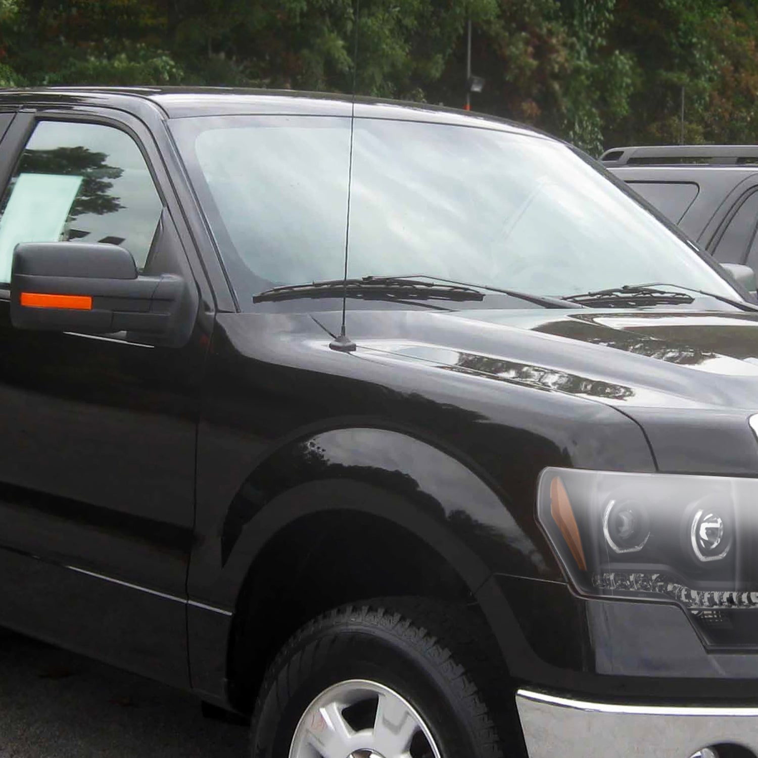 2009-2014 Ford F-150 Dual U-Ring Halo Projector Headlights LED Light Black