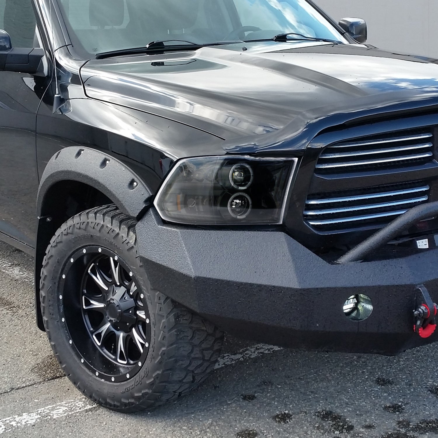 2009-2018 Dodge RAM 1500 / RAM 2500 3500 Dual Halo Headlights Jet Black