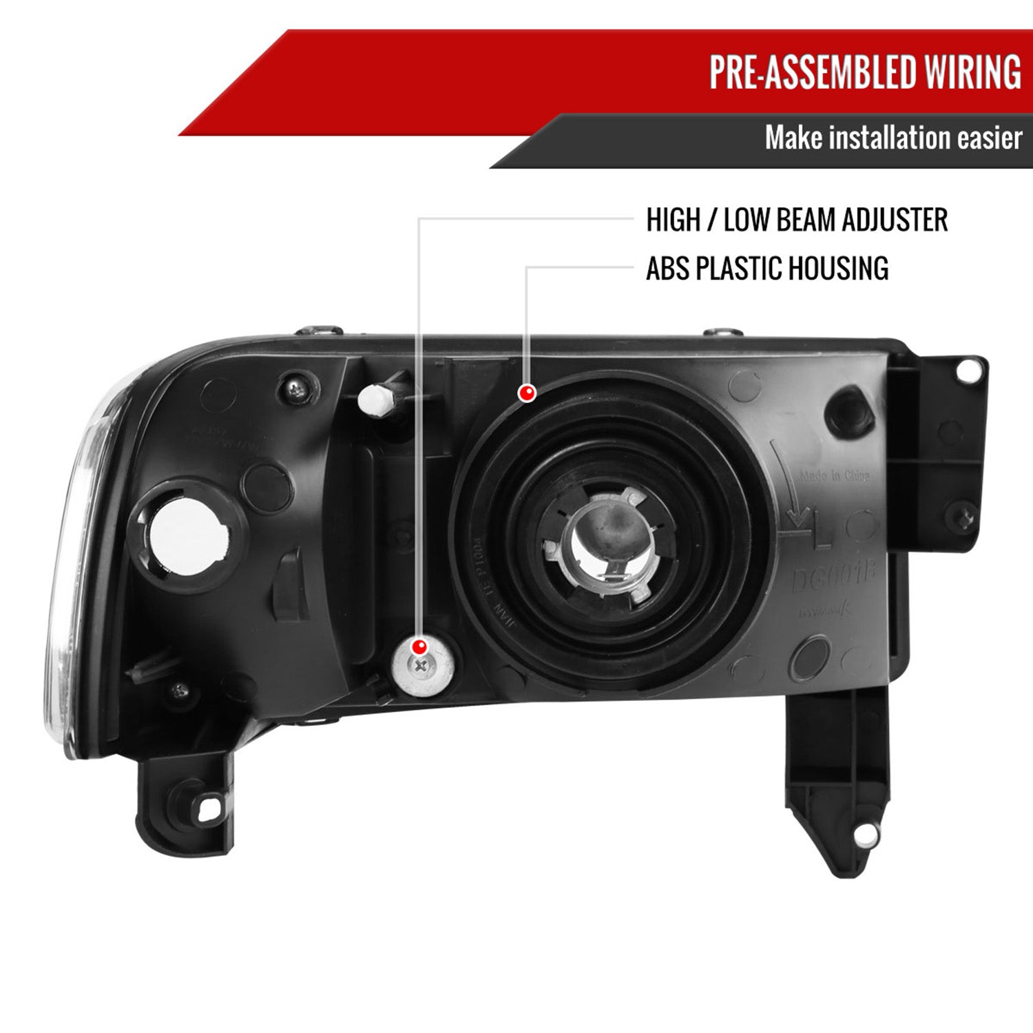 1994-2001 Dodge RAM 1500/ 1994-2002 RAM 2500 3500 Factory Headlights Matt Black