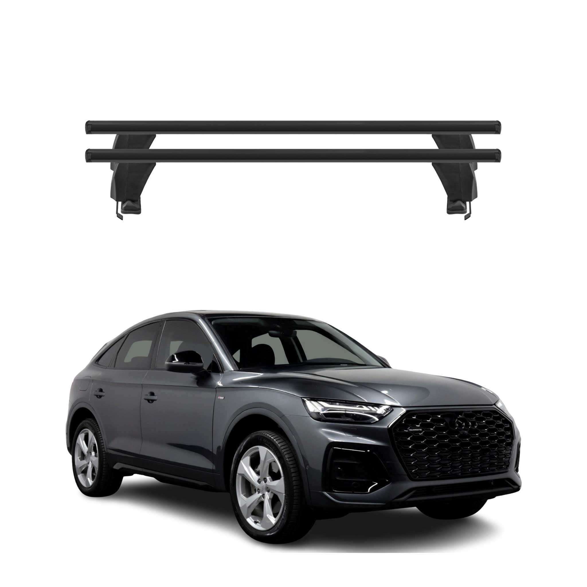 Top Roof Racks Cross Bars fits Audi Q5 Sportback 2021-2025 Black Aluminium 2x