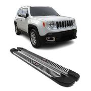 2015-2024 Jeep Renegade Running Boards Side Steps Silver & Black