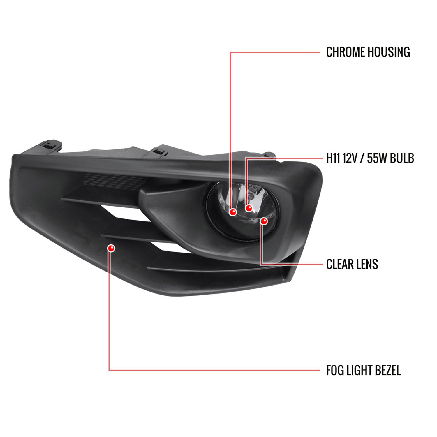 2017-2020 Nissan Pathfinder H11 Fog Lights Switch & Wiring Harness Chrome