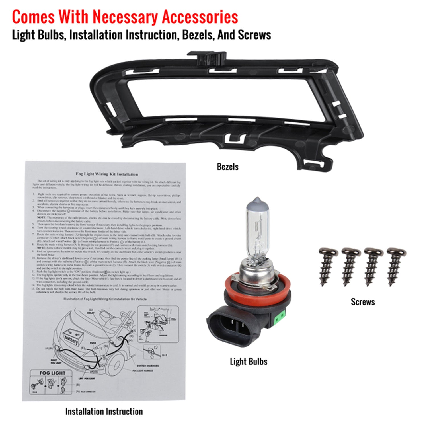 2015-2017 VW Golf Mk7 H11 Fog Lights Chrome Housing/Clear Lens