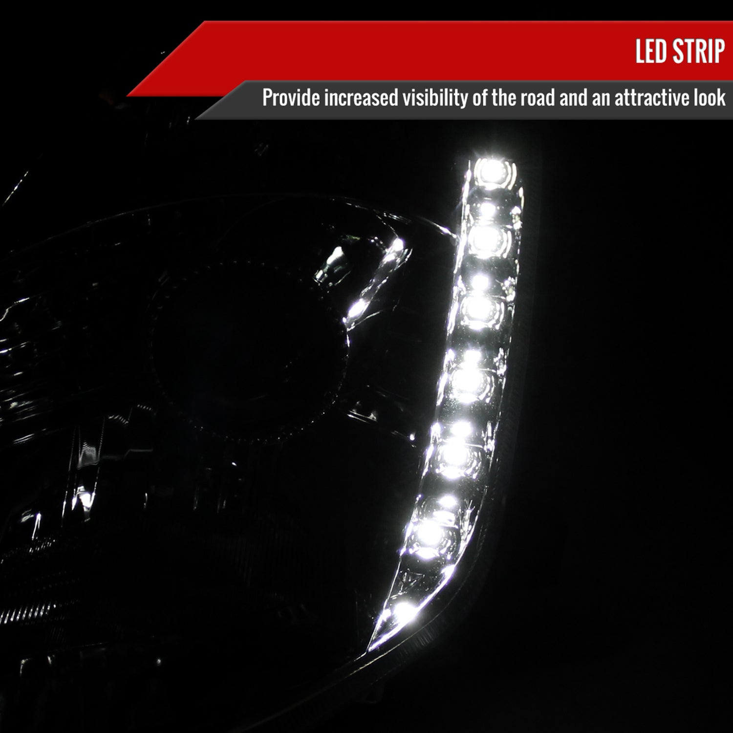 2003-2005 Nissan 350Z Projector Headlights w/ SMD LED Light Strip Chrome/Clear