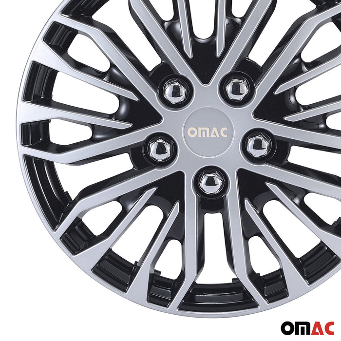 17" Wheel Covers Guard Hub Caps Durable Snap On ABS Silver Black 4x