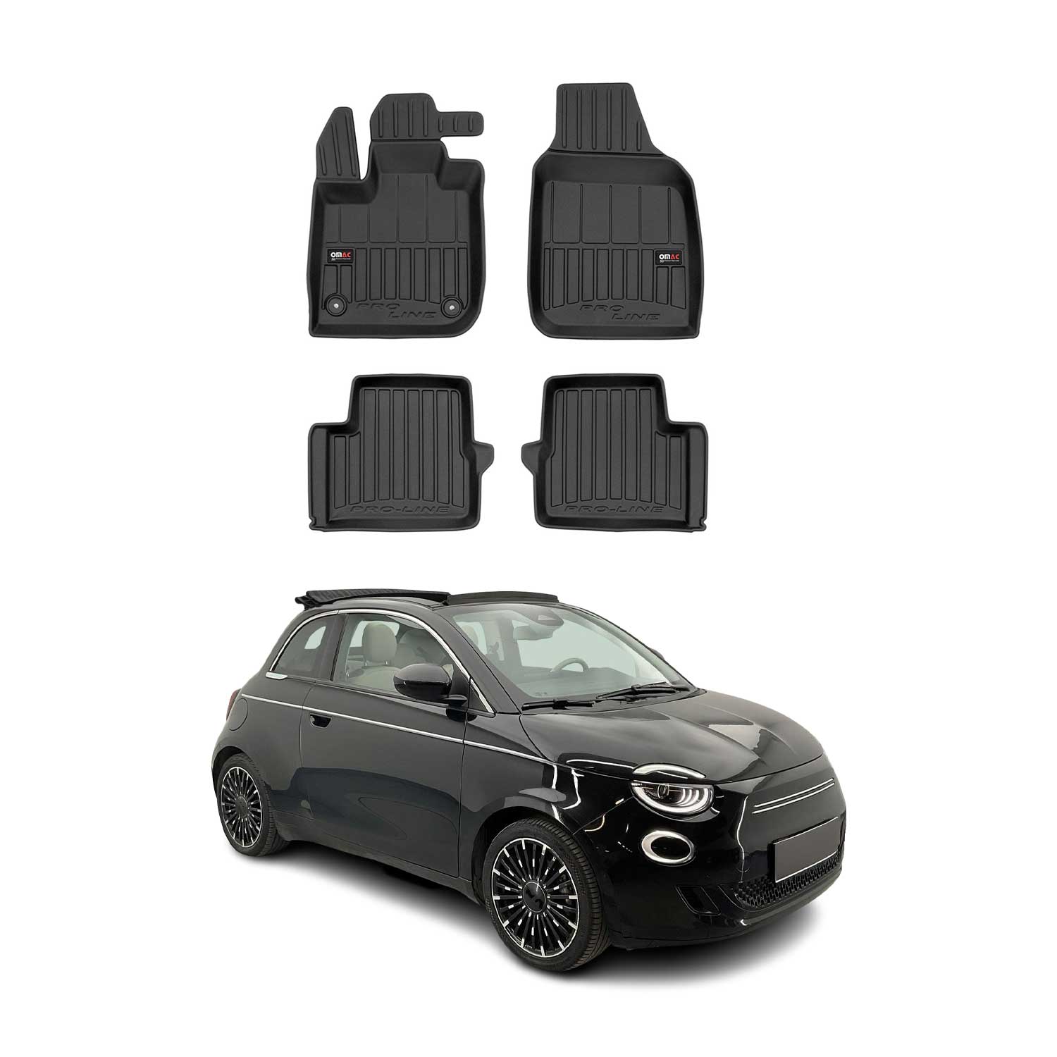 2024 Fiat 500e Premium Floor Mats Liners Full Set All Weather Heavy Duty