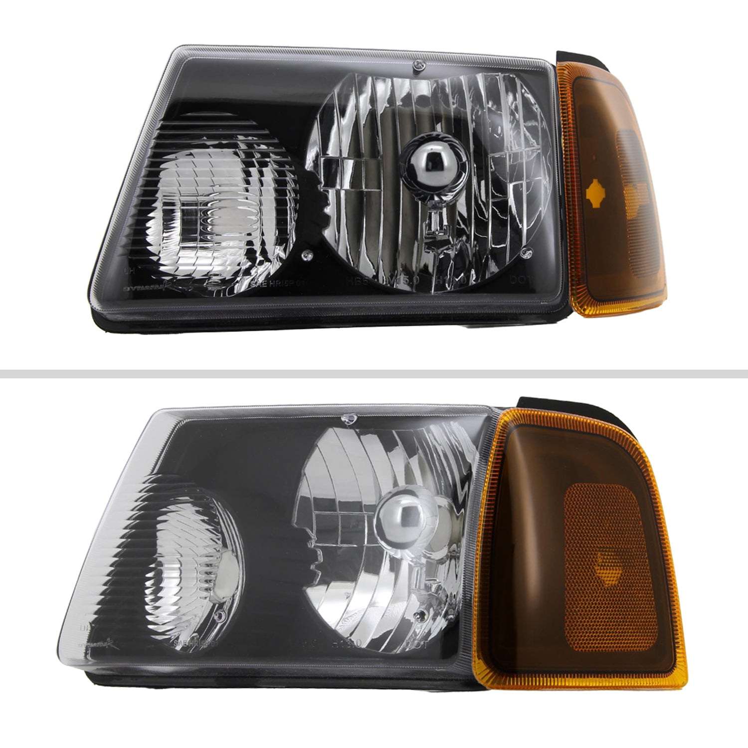 2001-2011 Ford Ranger Factory Headlights Amber Lens Corner Signal Lights Black