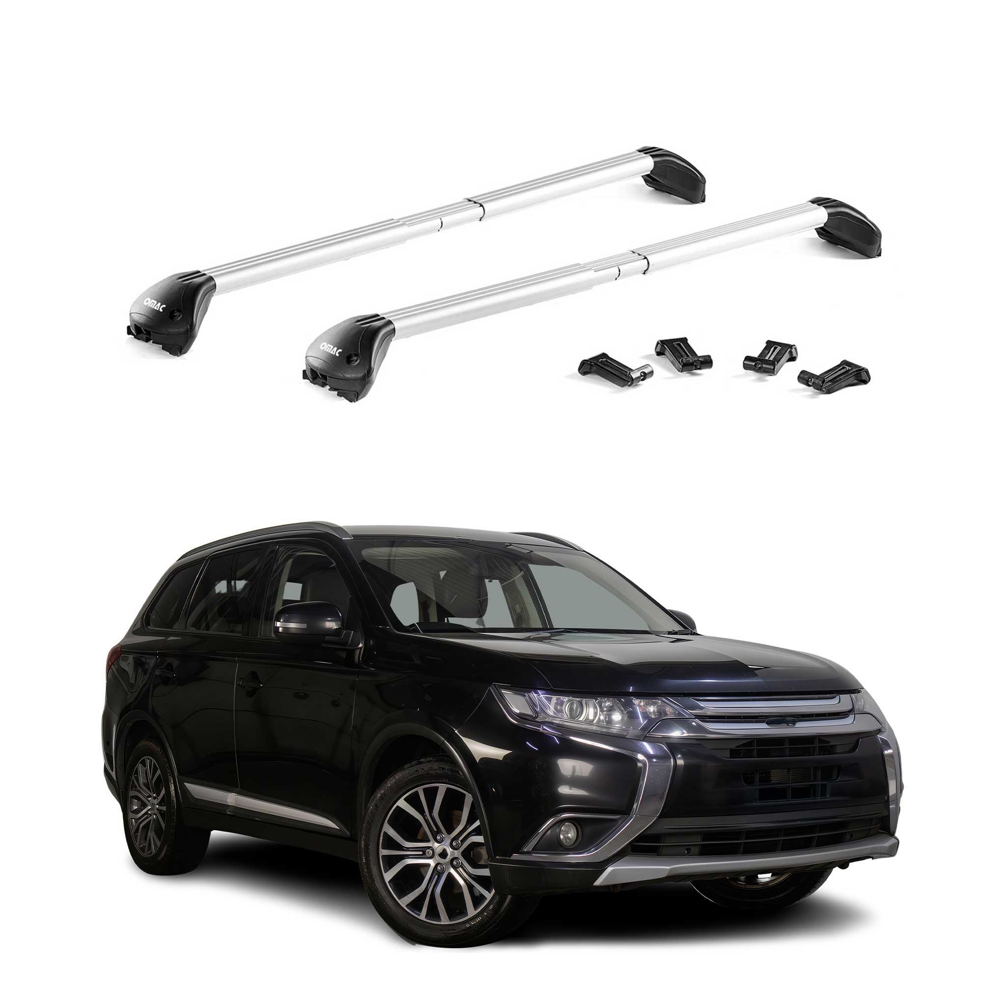 Roof Rack Cross Bars Carrier for Mitsubishi Outlander 3.gen 2014-2021 Silver 2x
