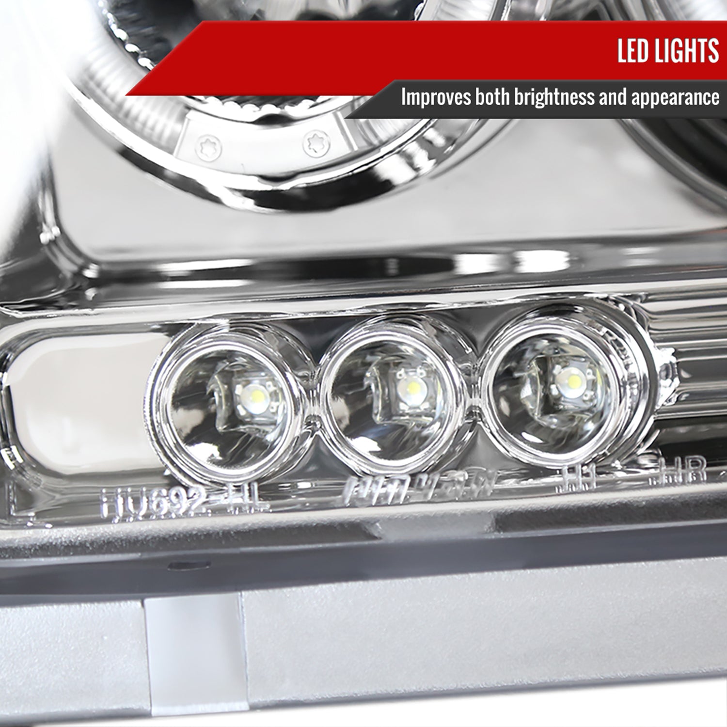 2005-2007 Dodge Dakota Dual Halo Projector Headlights Chrome/Clear Lens