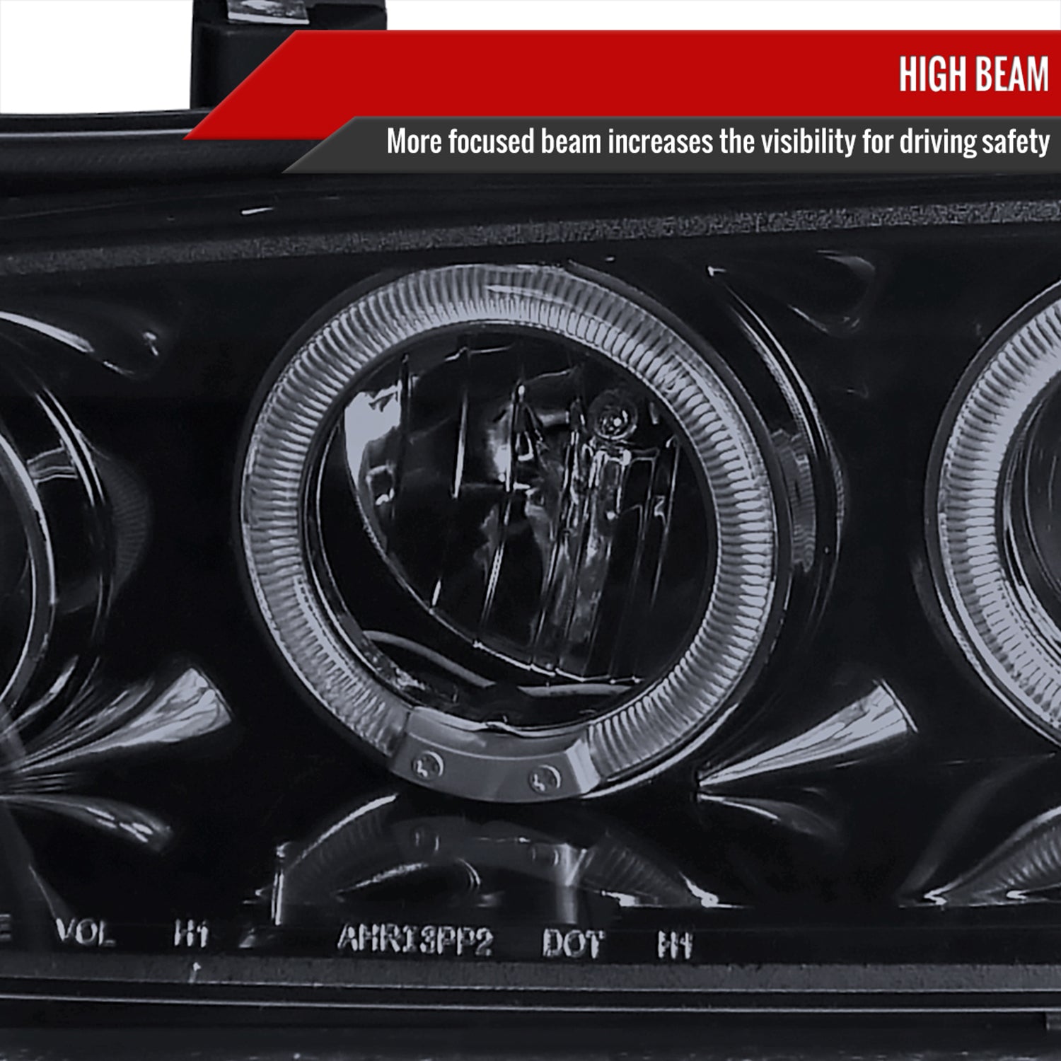 1994-1997 Honda Accord Dual Halo Projector Headlights Glossy Black/Smoke Lens