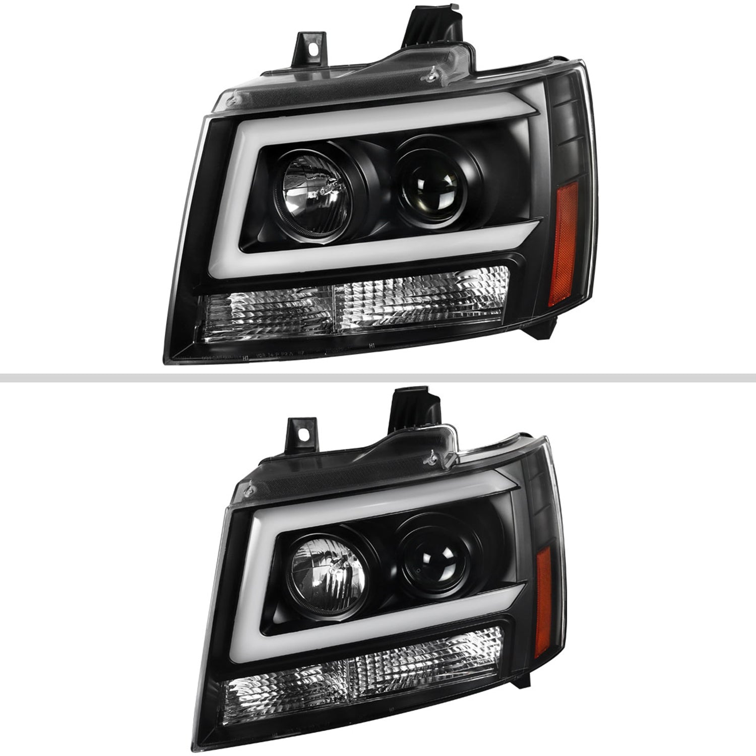 2007-2013 Chevy Avalanche/ 07-2014 Tahoe Suburban LED C-Bar Headlights -RS Black