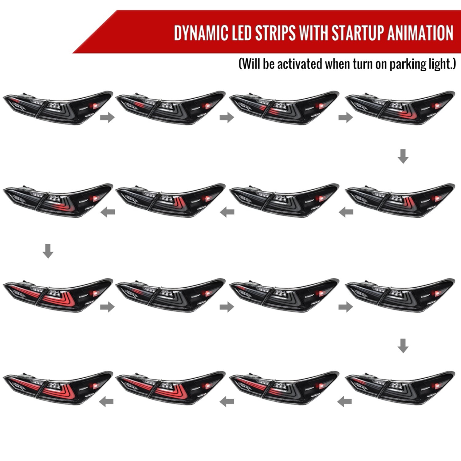 2018-2022 Toyota Camry LED Tail Lights Signal Lamps Matt Black/Clear