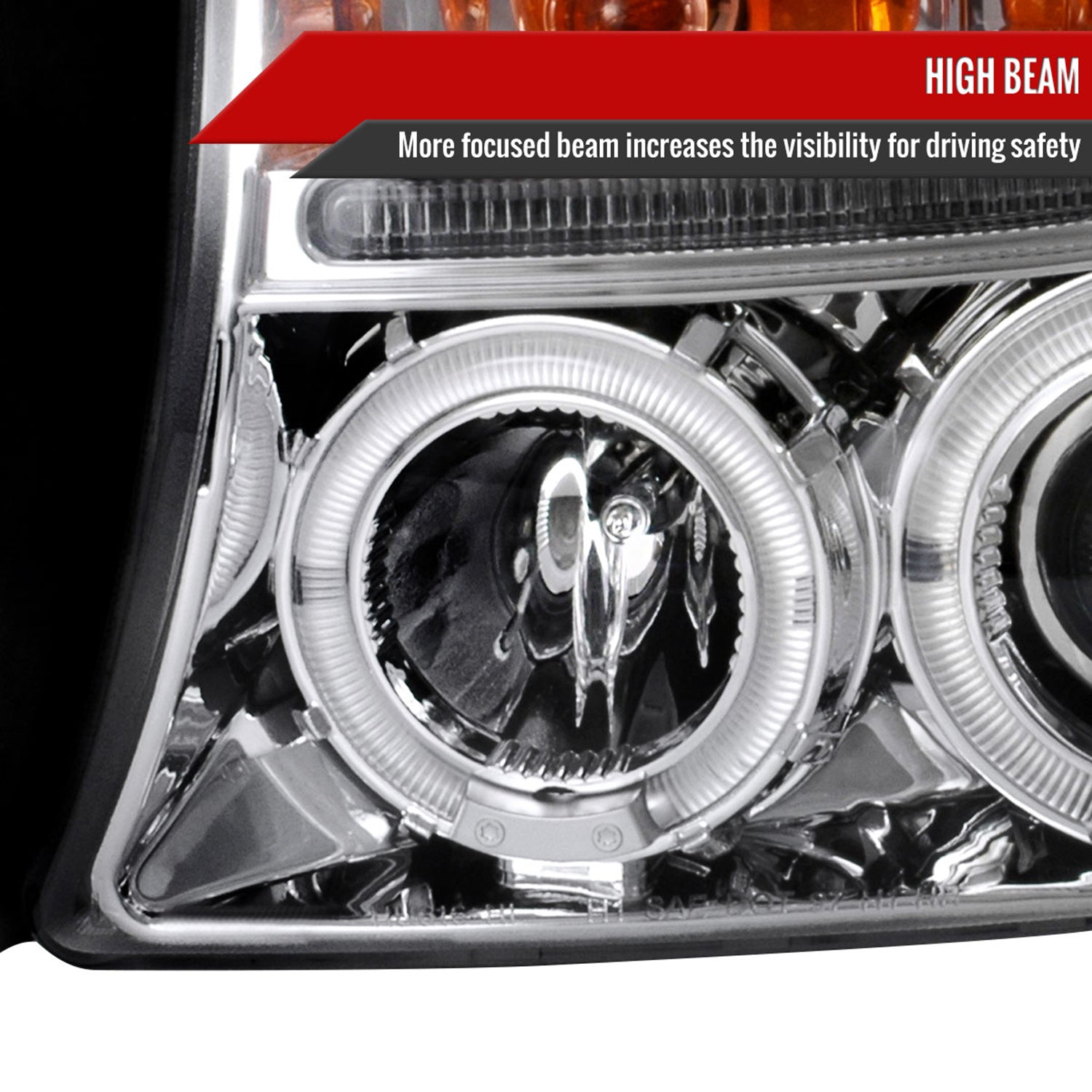 1997-2004 Dodge Dakota/ 1998-2003 Durango Dual Halo Projector Headlights Chrome