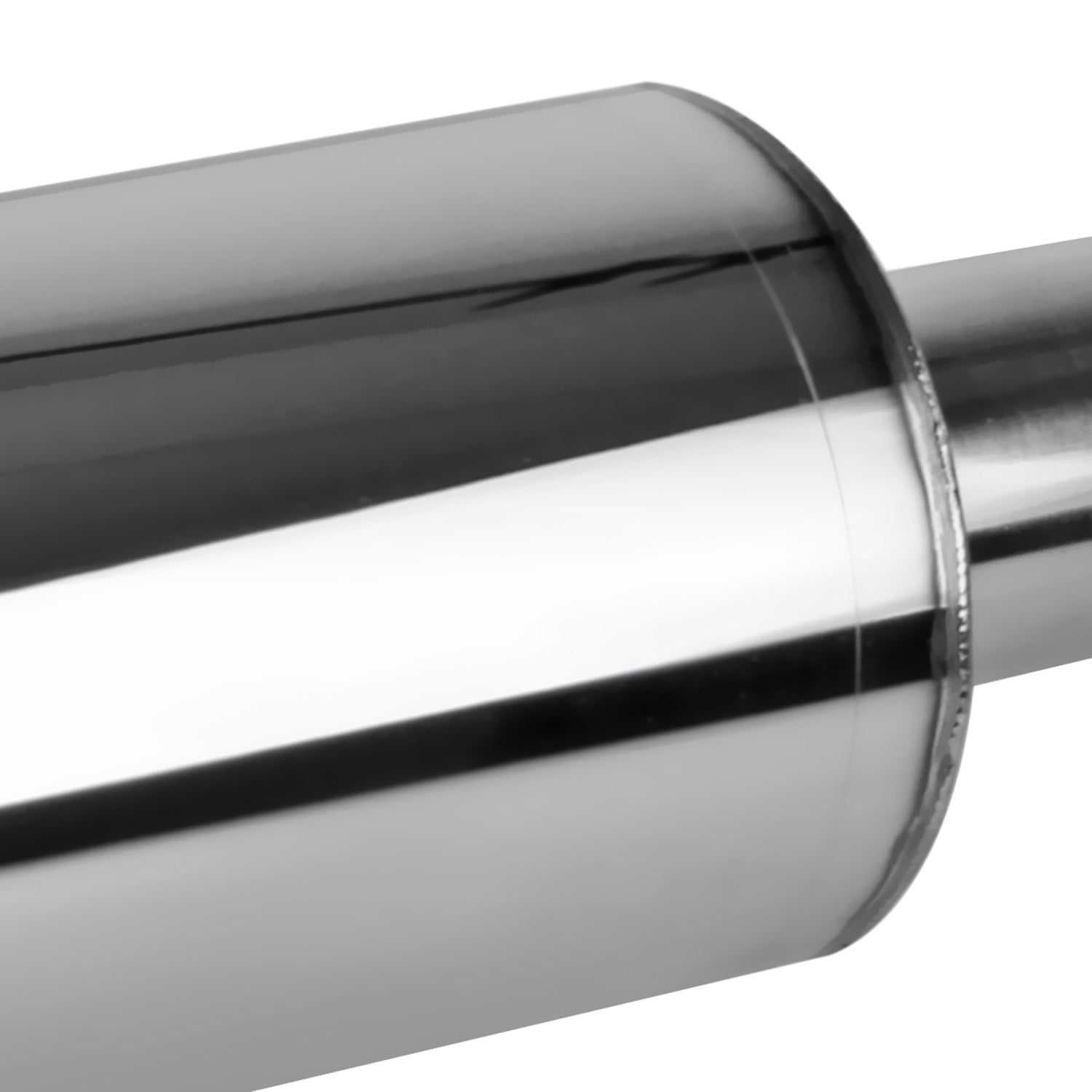 Universal 2.5" Inlet/4" Outlet S. Steel Muffler w/ Fireball Style Burnt Tip