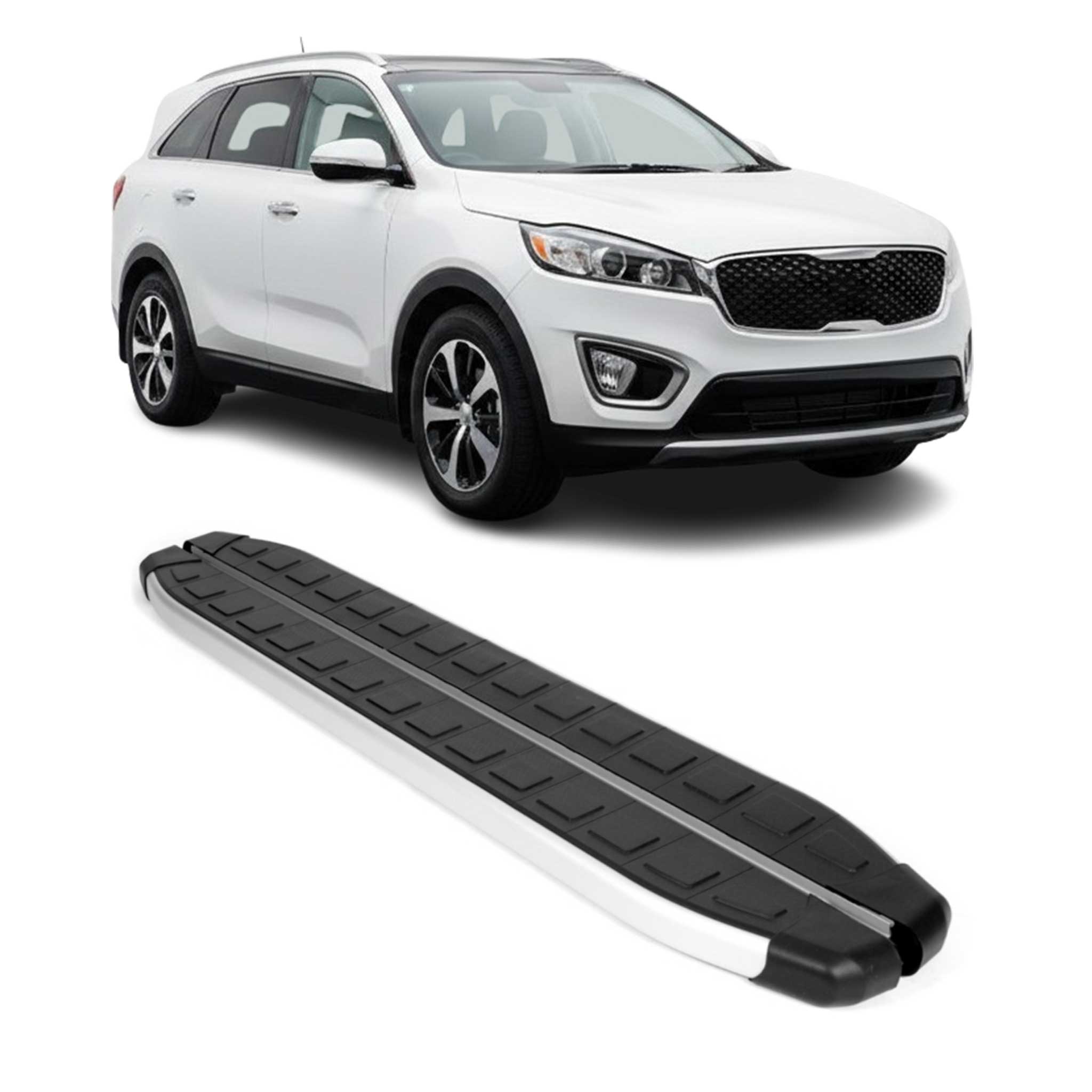 2016-2020 Kia Sorento Running Boards Side Steps Silver & Black