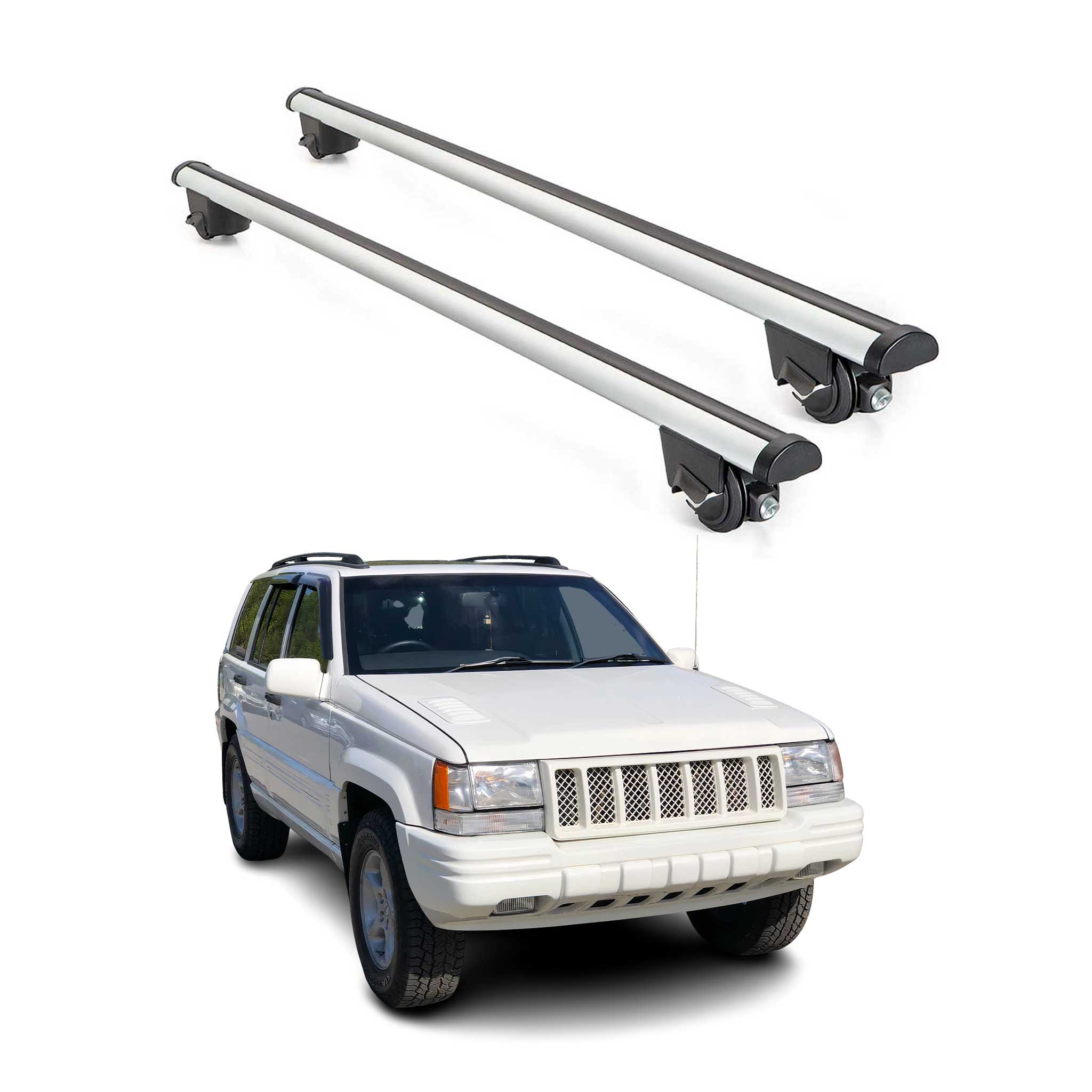 1993-1998 Jeep Grand Cherokee Roof Rack Cross Bars Silver