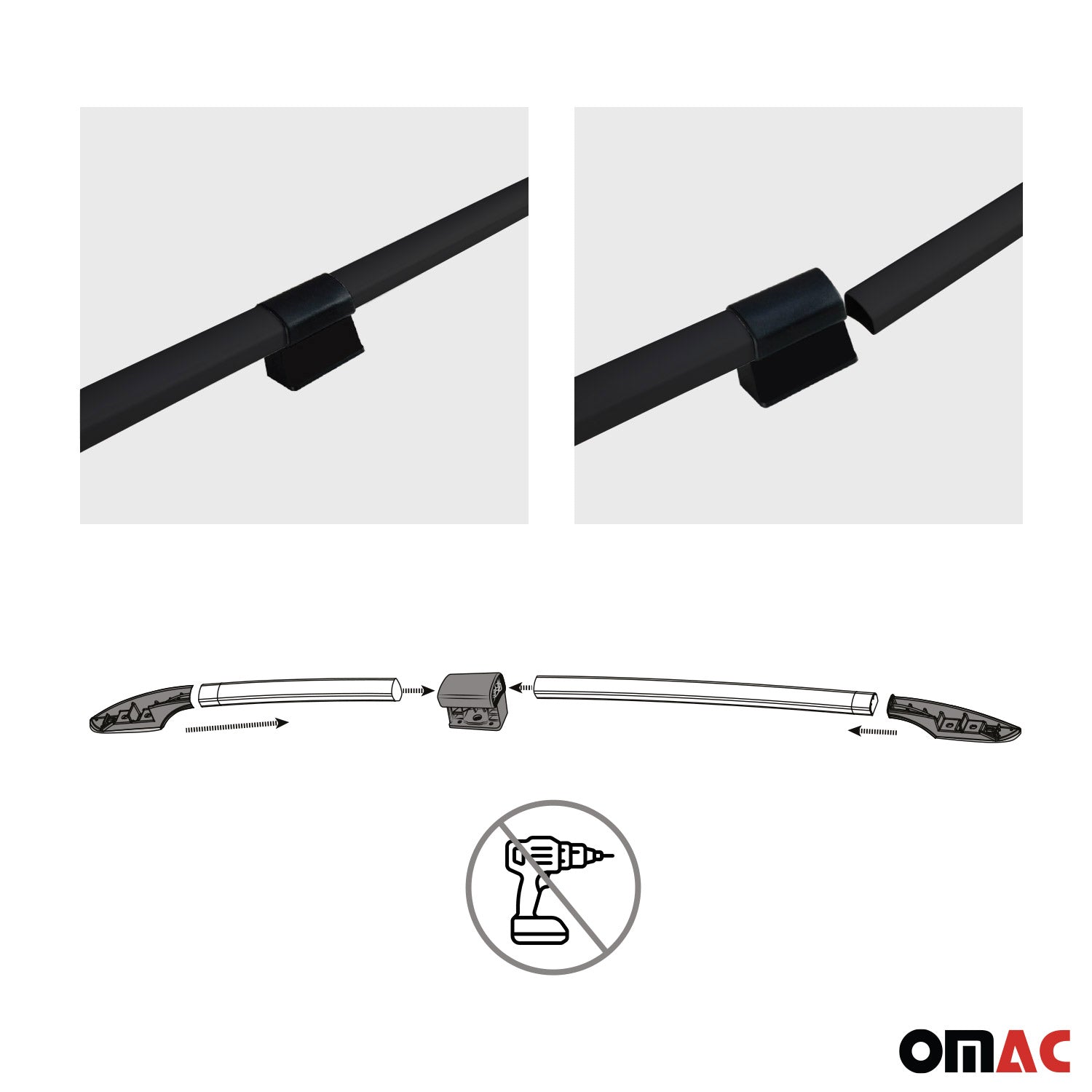 2010-2013 Ford Transit Connect L2 Long Roof Rack Rails Side Rails Black