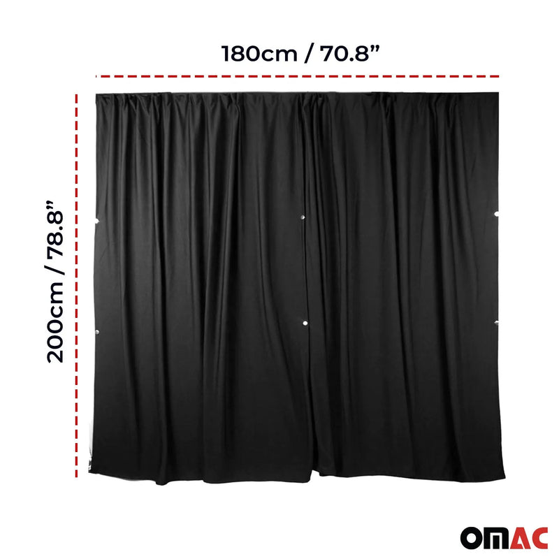 RAM ProMaster City Trunk Tailgate Curtain Black 2 Privacy Curtains