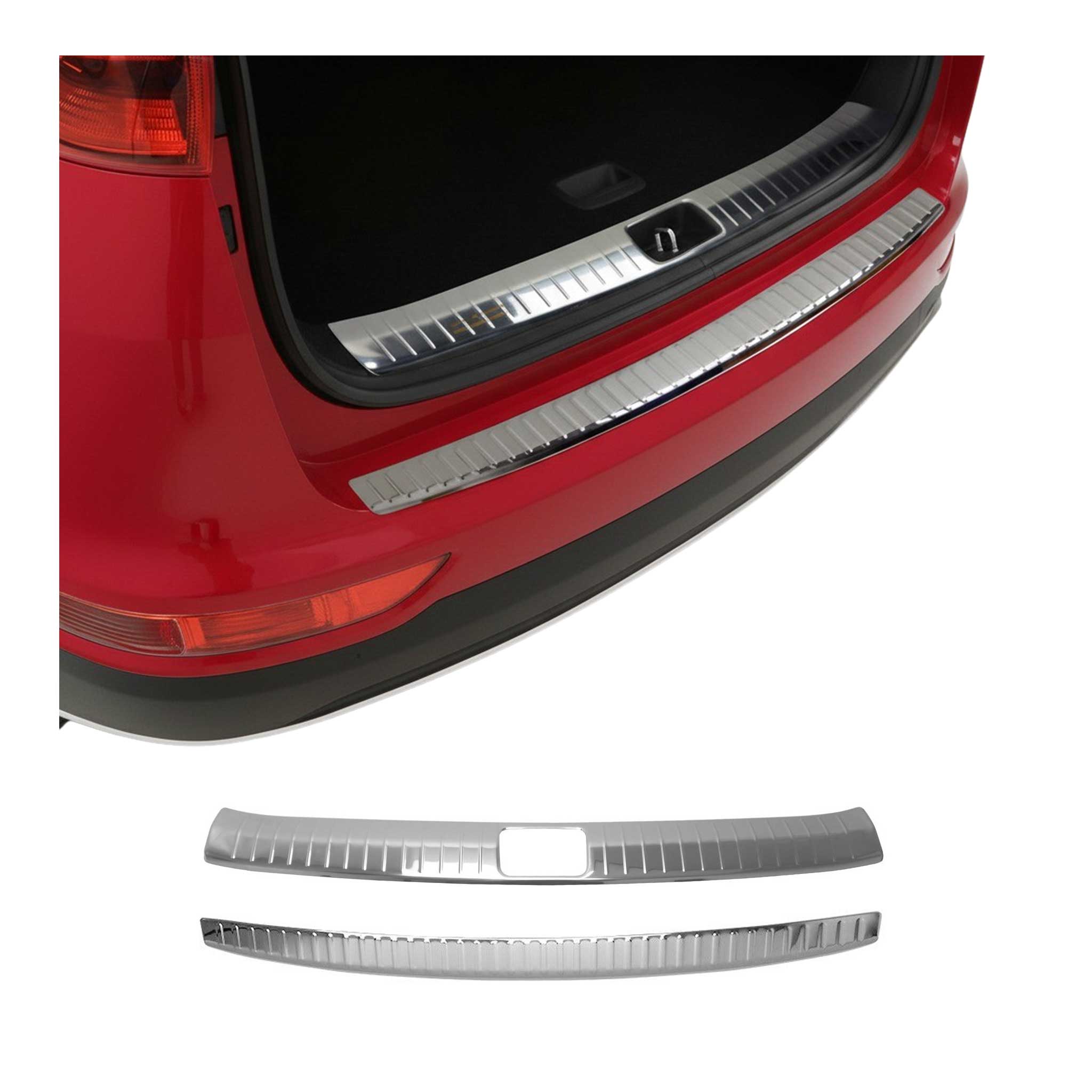 2017-2019 Kia Sportage Rear Bumper Guard & Trunk Sill Cover Silver Stainless Steel Chrome 2Pcs Set