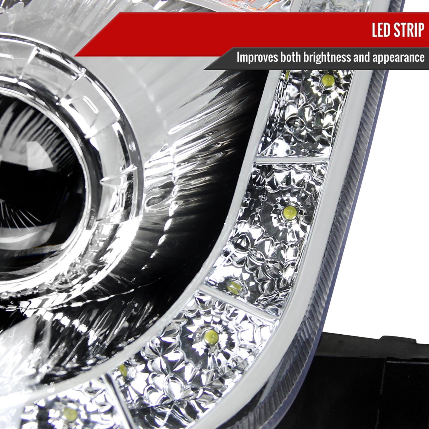 2006-2009 Nissan 350Z SMD LED Light Strip Projector Headlights Chrome/Clear