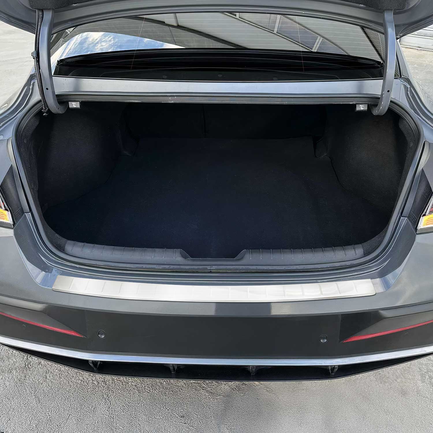 2021-2024 Hyundai Elantra Sedan Rear Bumper Sill Cover Protector Brushed Stainless Steel