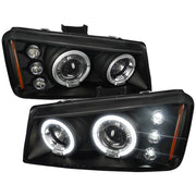 2002-2006 Chevy Avalanche/03-2007 Silverado Dual Halo Projector Headlights Black