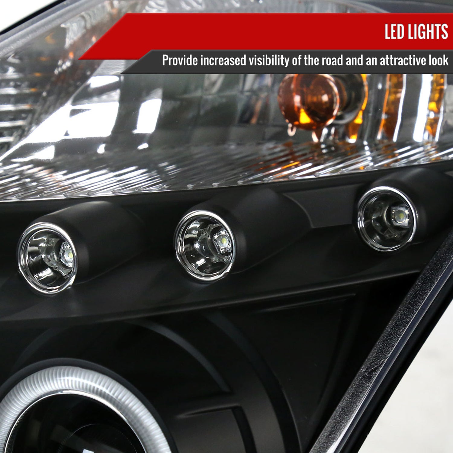 2003-2005 Nissan 350Z Dual Halo Projector Headlights Matte Black/Clear Lens