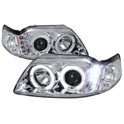 1999-2004 Ford Mustang Dual Halo Projector Headlights Chrome/Clear Lens
