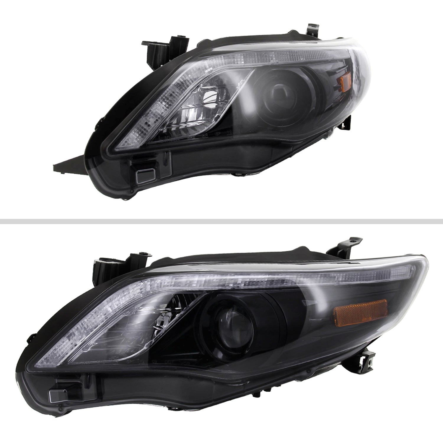 2011-2013 Toyota Corolla Projector Headlights LED Light Glossy Black/Smoke
