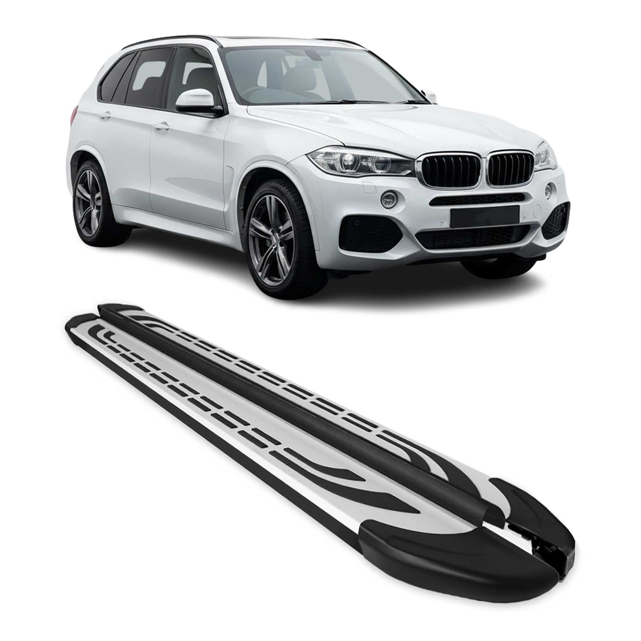 2014-2018 BMW X5 F15-F85 Running Boards Side Steps Silver & Black
